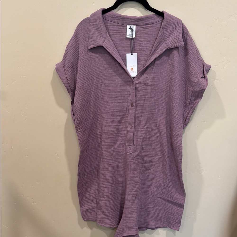 Shade & Shore Purple Button Down Romper